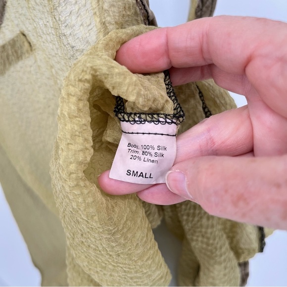 Cynthia Ashby Womens Sheer Green Silk Tulle Dress Size S Sleeveless Pockets - Picture 9 of 10